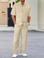 (Shirt+Pants) 2024 Summer  Men Fashion Classic Shirt men Business Casual Shirts Men A Set Of Clothes. 