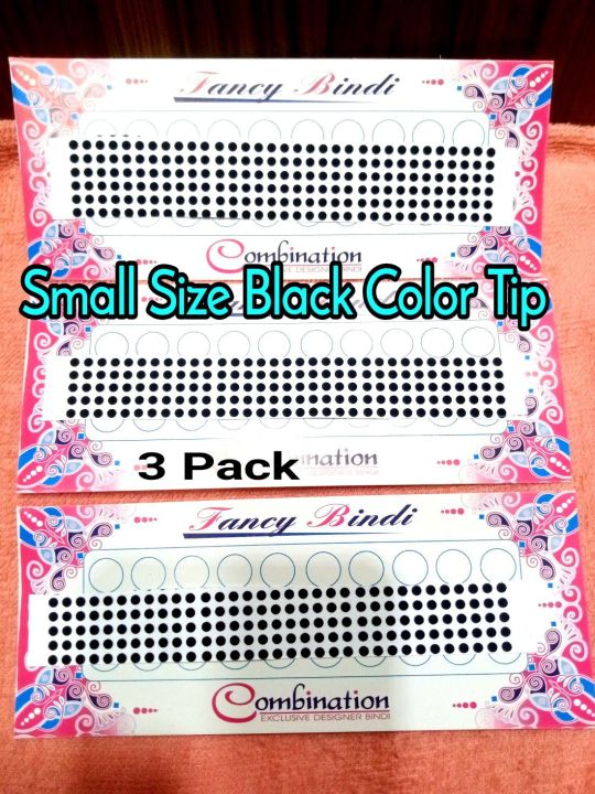 Fashionable Round Black Small Size Bindi/ Tip -3 Packet