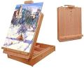 Premium Portable Wooden Art Easel with Paper Tray and Palette - Adjustable Desk-Top Studio Easel for Artists. 