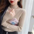 Autumn Winter Knitwear Tops Fashion Female Long Sleeve Skinny Elastic Casual Knitted Shirts Women Mock neck Pullover Sweaters. 