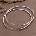 Round Circle 50/60mm Hoop Earrings Silver Color For Woman Wedding Engagement Party Fashion Charm Jewelry .