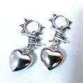 Goth Jewelry Thorn Heart Hoop Earrings Grunge Charms Earrings Punk Aesthetic Women Women Accessories Korean Fashion Earrings.