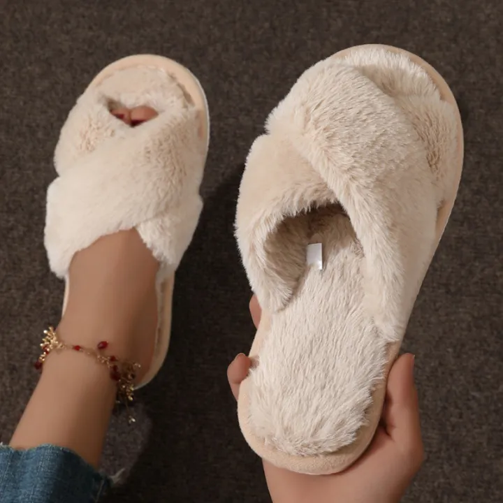 Autumn%20New%20Fashion%20Cross%20Strap%20Fur%20Slippers%20Women%20Indoor%20Light%20Warm%20Plush%20Home%20Slippers%20Woman%20Faux%20Fur%20Flat%20Heel%20Couple%20Slides%20-%20Image%207