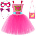 Super Kitty Costumes for Girls Super Cat Tutu Dress for Kids Christmas Halloween Outfits Children Animal Clothes with Eyes Patch.