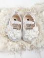 Baby girl shoes, princess children's shoes, soft soled anti slip pearl flower dress, children's shoes, first step 0-18M. 