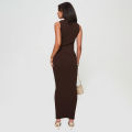 Summer New Pure Color round Neck Unisex High Waist Long Dress Slimming Set High Waist Long Skirt Top And Bottom Ensemble. 