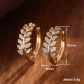 Huitan Simple Stylish Leaf Olive Small Hoop Earrings for Women Paved Shiny Crystal CZ Exquisite Earrings Hot Trendy Jewelry.