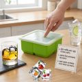 Ice Cube Trays for Freezer 4-compartment container with lid - Mini Ice Cube Trays with Lid & Easy-Release Silicone Bottom, Stackable Small Ice Cube Molds for Mini Fridge/Travel/Dorm Freezer.