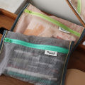 Translucent mesh nylon storage bag ID bag travel ticket data line pen storage portable thin foldable Cosmetic bag Pencil Case.