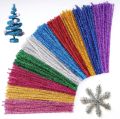 30CM Glitter Pipe Cleaners Chenille Stem Glitter Color for DIY Christmas Tree Making Christmas Decorat Materials DIY Arts Crafts. 