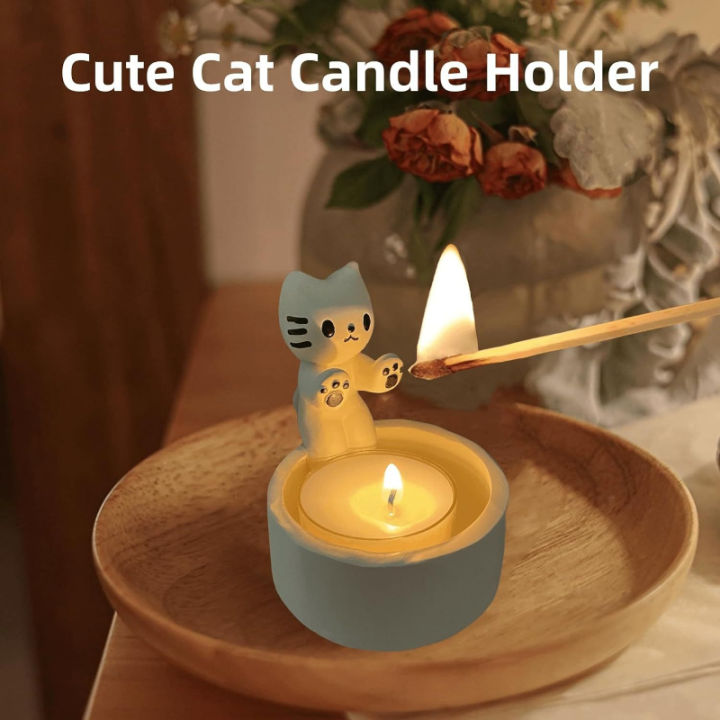 “Kitten by Fireplace” Candleholder Valentine/Birthday Idea for Cat ...