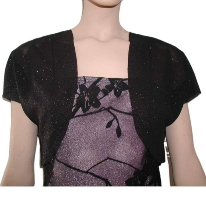 women's crop shimmery waist coat cardigan black