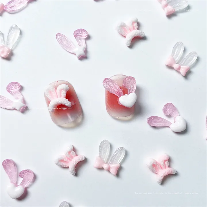 20pcs%203D%20Korean%20Rabbit%20Ear%20Resin%20Nail%20Art%20Charms%20Pink%20White%20Bunny%20Kawaii%20Jewelry%20Nail%20Rhinestones%20Decorations%20Accessories%20DIY%20-%20Image%203