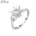 Anti Stress Anxiety Spinner Rings for Women Zircon Sunflower Fashion Fidget Ring Rotatable Engagement Jewelry s. 