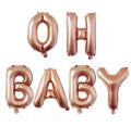 OH Baby Script Foil Balloons, for Baby Shower Decorations, Girl Gender Reveal, Straw and 32' Roll Ribbon Included. 