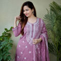Fabdale Embroidered Viscose Rayon A-Line Salwar Suit for Women | All-Season Traditional Wear (RYEX-022). 
