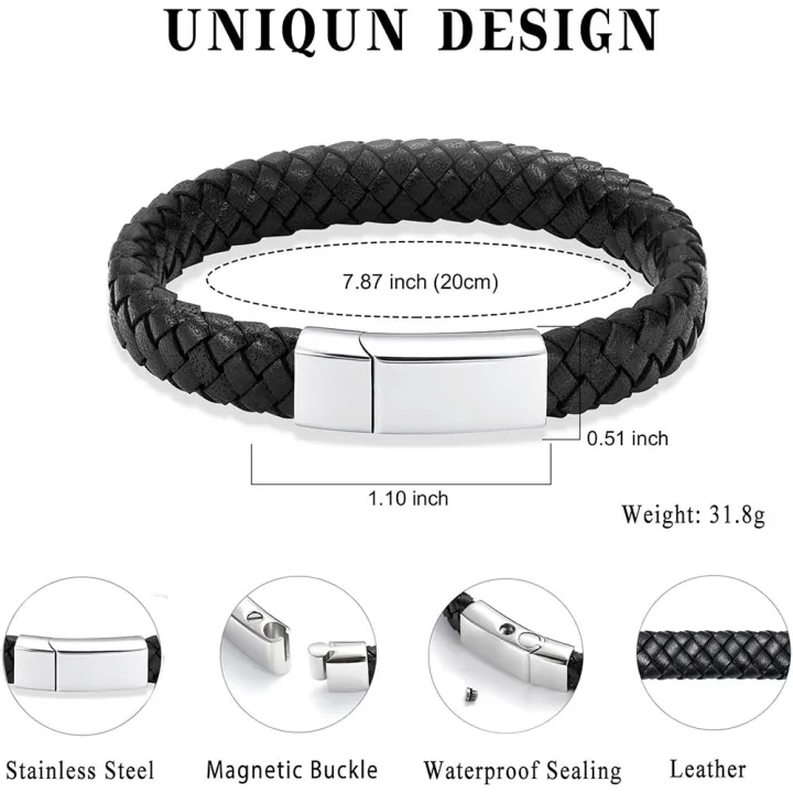 Cremation%20Jewelry%20Leather%20Bracelet%20Bangle%20Wristbands%20for%20Men%20Women%20Stainless%20Steel%20Magnetic%20Braided%20Cuff%20Jewelry%20Keepsake%20-%20Image%202