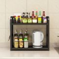 1pc 2-Tier Metal Countertop Shelf - Space Saving Organizer for Coffee, Mugs & Condiments, Rustproof Kitchen Rack. 