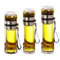 Glass Tea Infuser Bottle Leak-Proof Travel Mug Double Wall Tea Cup Portable Infuser Water Bottle, Water Separation Tea Bottle.