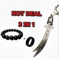 Combo Deal-Mens Fashion Sterling Islamic Imam Ali Nacklace+Black Beads Braclet+ Titanium Ring -Top Fashion High Quality Shar E Ali Sword Nacklace With Black Stone I'mam Zulfikar Ali Logo Braclete For Boys And Men's -Buy Any One Nacklace+ring+braclet. 