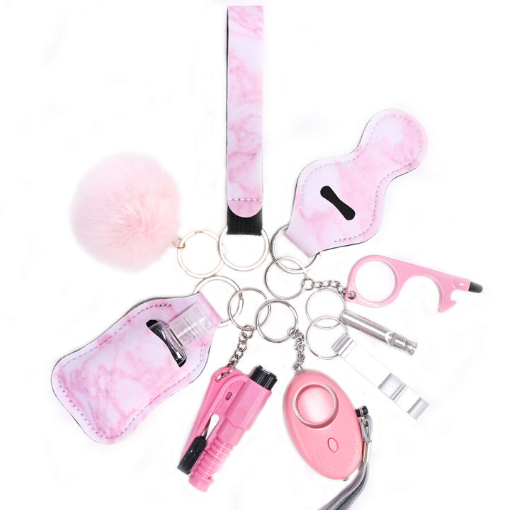 Safety Keychain Full Set, Self Defense Security Keychain Set With Personal Alarm Protective Keychain Accessories For Women Girls