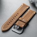 High-end genuine leather watchband, available in sizes 20MM, 22MM, 24MM, and 26MM, featuring a double-folded brown design, vinta. 