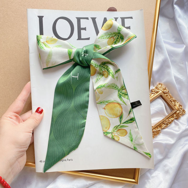 2025%20Summer%20New%20Fresh%20Fruit%20Series%20Silk-like%20Satin%20Small%20Ribbon%20Women's%20Hair%20Band%20Arm%20Bag%20Scarf%20Twill%20Silk%20Scarf%20Headband%20-%20Image%202