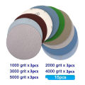 15pcs 125mm Inches Grit 1000 2000 3000 4000 5000 Sanding Discs Hook Loop Sandpaper Round Disk.
