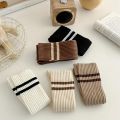 1/5 Pairs Women Autumn Winter Striped Calf Socks Warmth Comfort Fashion College Jk Style Slimming High Tube Stacking Socks.