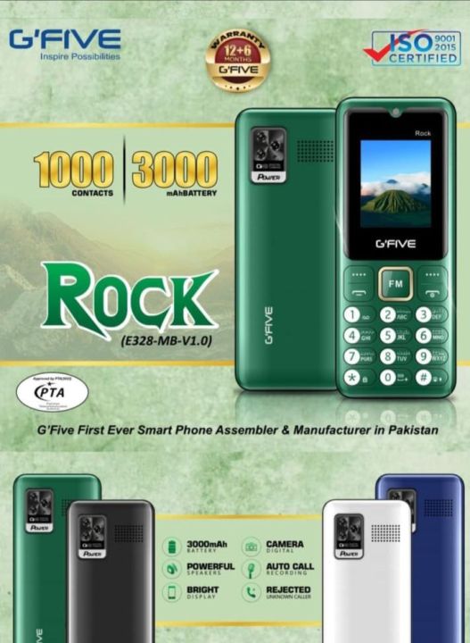 keypad phone gfive rock with 3000mah long lasting battery big speakers & double sim micro SD-card supported / keybad mobile phone gfive official PTA approved life time