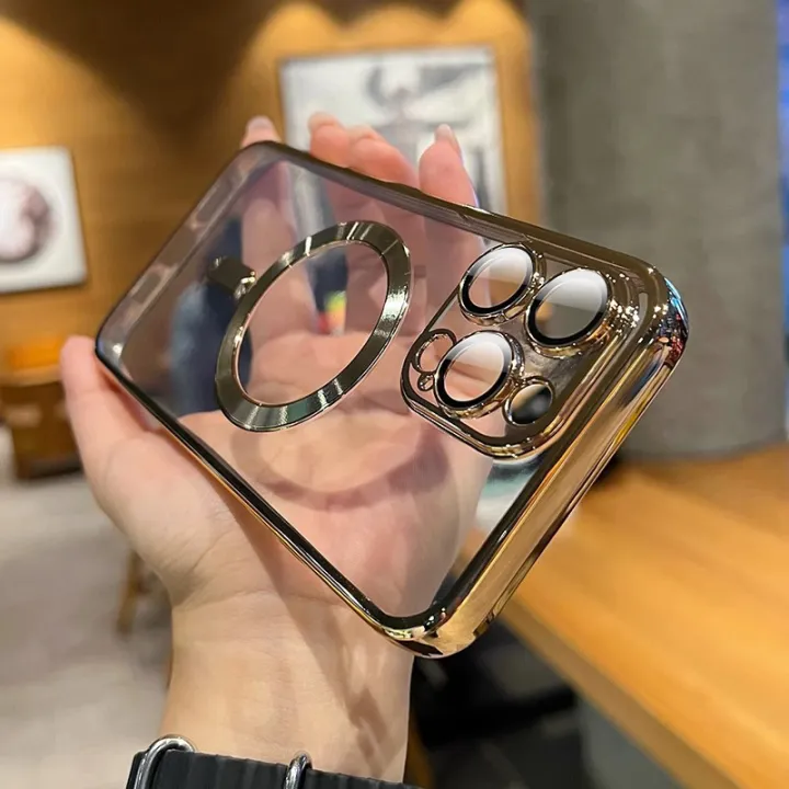 Luxury%20Magnetic%20Plating%20Clear%20Case%20For%20Magsafe%20Wireless%20Charging%20iPhone%2011%2012%2013%2014%2015%2016%2017%20Pro%20Max%20Air%20Plus%20Shockproof%20Cover%20-%20Image%203