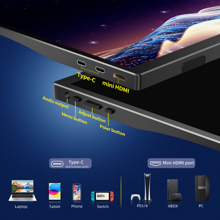 HGFRTEE%2016%20Inch%20Portable%20Gaming%20Monitor%201200P%2060Hz%20with%20HDR%20USB-C%20Mini%20HDMI%20Compatible%20with%20Windows%20MacBook%20Switch%20Xbox%20PS4%20-%20Image%203