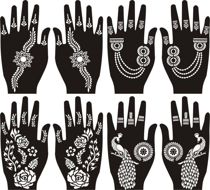 Bridle Mehndi 46 Arabic Designs Henna Mehndi Stencils Stickers for Girls Hand Bridal Sticker
