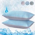Summer Cooling Ice Silk Pillowcase with Cool Beads Solid Color Washable Breathable Pillow Cover for Home Bedroom.