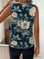 Plus Size Sleeveless V-Neck Floral Print Blouse for Effortless Elegance Soft Breathable Fabric Ideal for Warm Weather. 