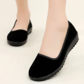 Lady Fashion Sweet Light Weight Black Flock High Quality Loafers Women Casual Comfort Hotel Work & Office Flat Shoes Zapatos A94.