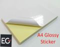 A4 Self Adhesive Sticker Paper (10 Sheets) Glossy White Blank Sticker Paper.