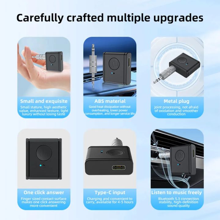 Bluetooth%205.3%20Aux%20Receiver%20Wireless%20Car%20Bluetooth%20Adapter%203.5mm%20To%203.5mm%20Jack%20Audio%20Music%20Mic%20Handsfree%20Adapter%20for%20Car%20Speaker%20-%20Image%202