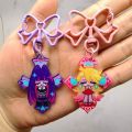 Anime Panty & Stocking with Garterbelt Bowknot KeyChain Kawaii Figure Acrylic Keyrings Backpack Pendant For Fans Christmas .