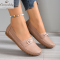 goreyodoly Women Comfortable Slip-On Loafers Lightweight Breathable Wide Fit Flats with Chain Decoration. 