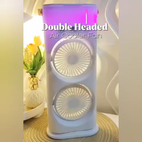 Rotating 4 In 1 Fan Air Cooler with Ice Remote Control with Humidifier & Night Light  Mist Fan Remote Control  RGB Lights  Mist Fan Portable Air Conditioner with Ice Tray  Cooling Fan  Water Spray Fan AC