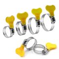 5/10pcs 8-44mm Adjustable Yellow Plastic Handle Hand Twist Hose Clamps Worm Driving  201 Stainless steel Pipe Clips For Tube. 