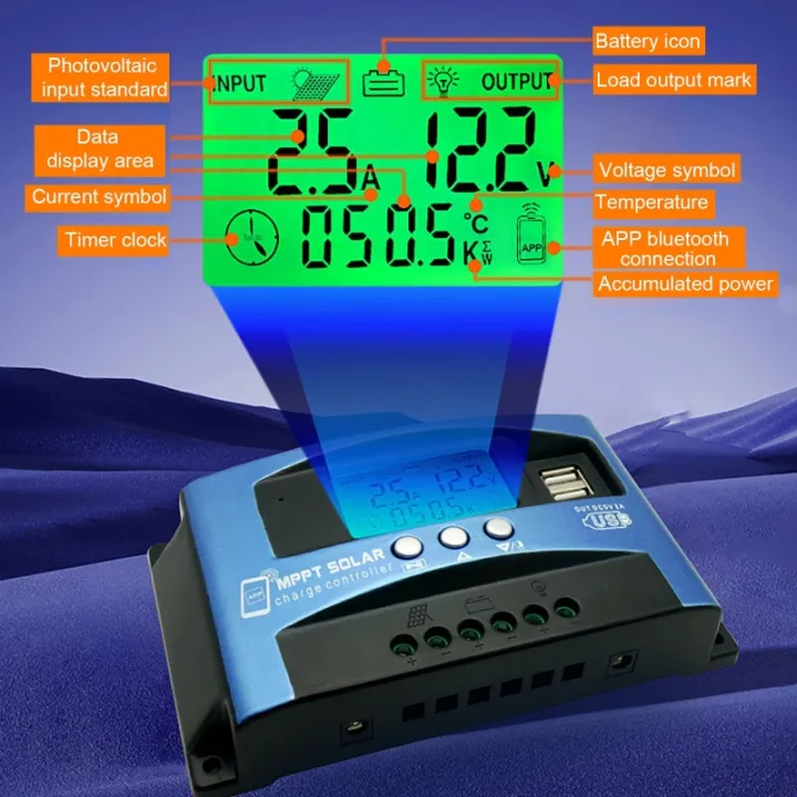 40A%20100A%20MPPT%20Solar%20Charge%20Controller%20APP%20Bluetooth%20LCD%20Display%2012V/24V%20Dual%20USB%20Solar%20Cell%20Panel%20Charger%20Regulator%20-%20Image%205