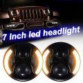 2X For Lada Niva 4x4 7Inch H4 LED Headlight With Angle Eye Turn Signal for VAZ 2101GAZ 24 UAZ 469 Toyota Jeep Wrangler JK Suzuki. 