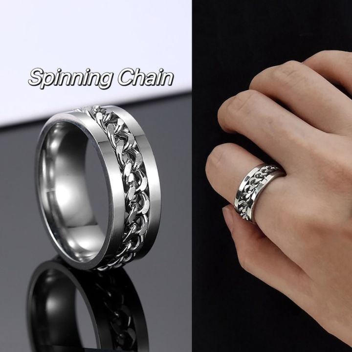 Unisex Stylish cool design spinner chain rings