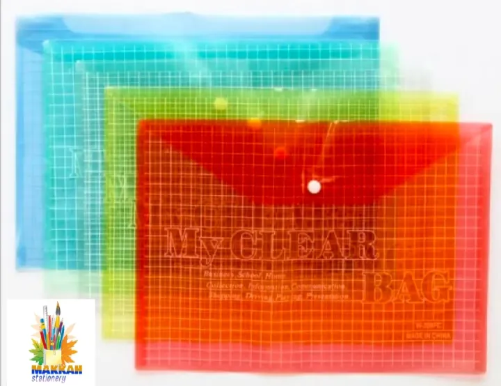 File folder, My Clear Button Bag 9C Plastic Transparent Foolscap ...