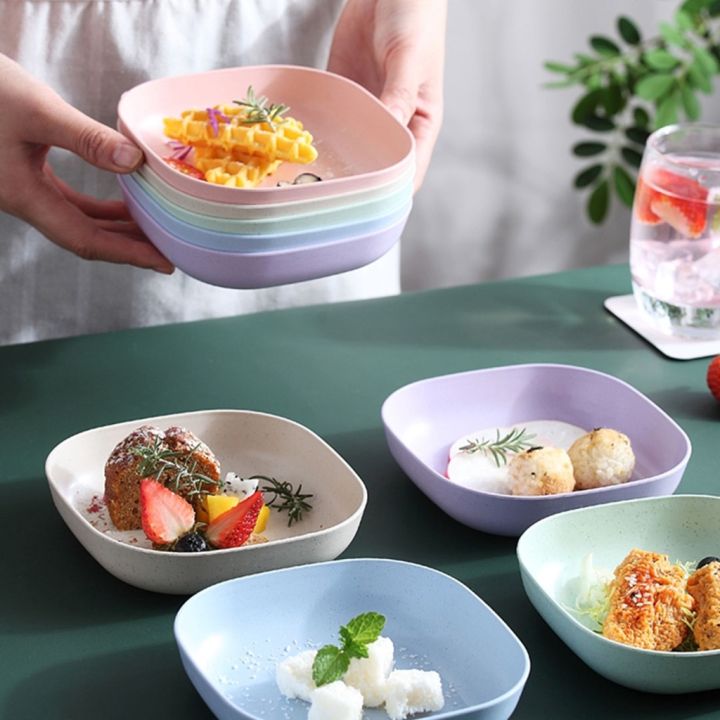 13cm%20wheat%20straw%20rice%20dish%20Mini%20Plate%20mini%20fruit%20plate%20snack%20food%20plate%20square%20plate%20four%20colors%20available%20-%20Image%203