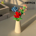 HUIQIBAO MOC Eternal Flower Bouquet with pot Micro Building Block Sunflower Rose Mini Model Brick Toy home Desk Decoration.