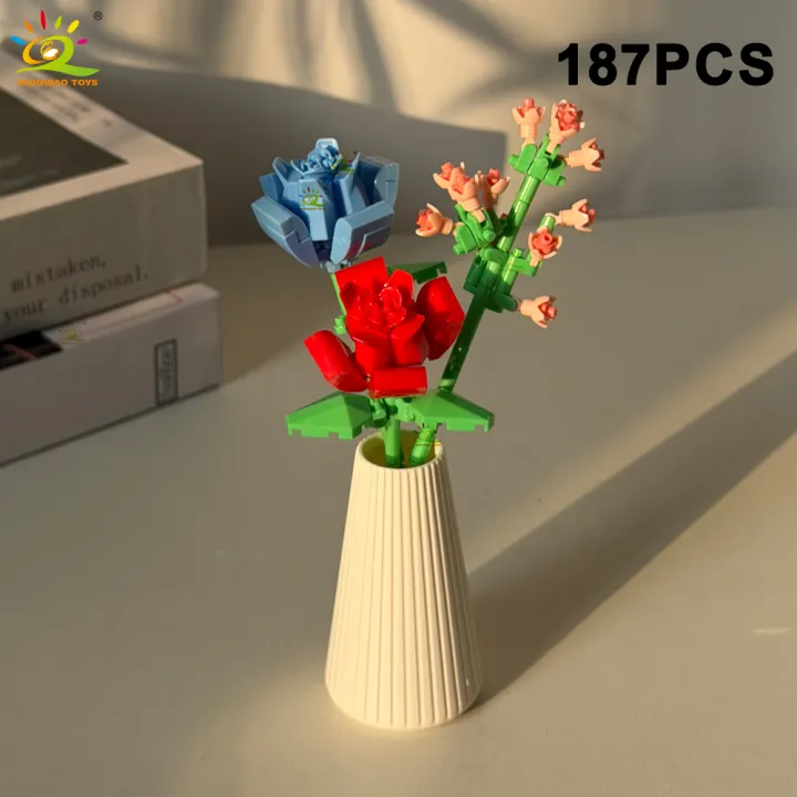 HUIQIBAO%20MOC%20Eternal%20Flower%20Bouquet%20with%20pot%20Micro%20Building%20Block%20Sunflower%20Rose%20Mini%20Model%20Brick%20Toy%20home%20Desk%20Decoration%20-%20Image%207