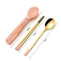 3pcs Stainless Steel Dinnerware Set Flatware Camping Travel Sets Chopsticks Fork Spoon Cutlery Case Tableware Kitchen Tool. 